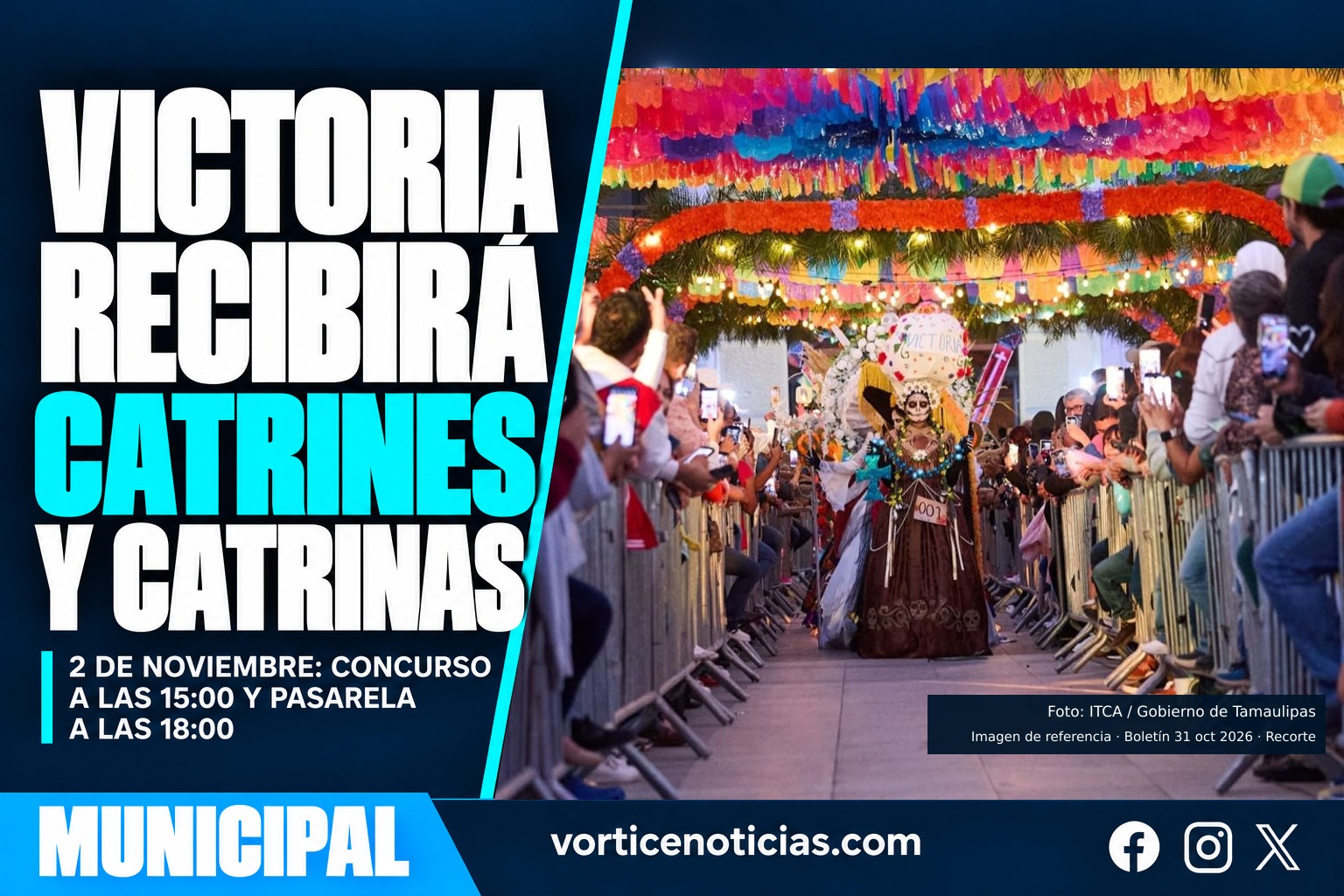 Victoria recibirá catrines y catrinas el 2 de noviembre; fotografía real de referencia del ITCA