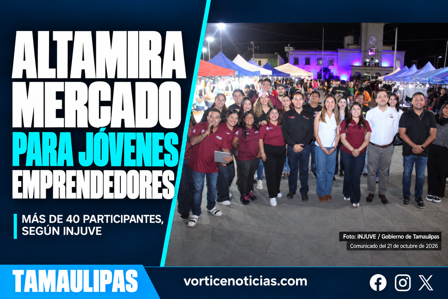 Mercado para jóvenes emprendedores en Altamira, con información del INJUVE