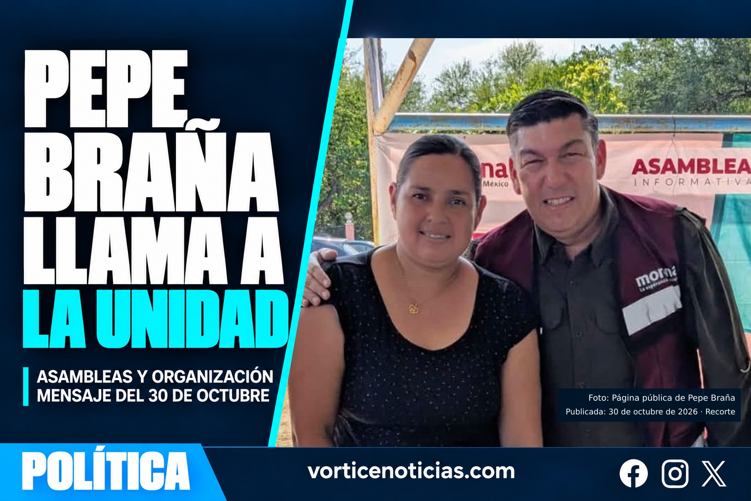 Pepe Braña llama a la unidad. Fotografía real publicada el 30 de octubre.