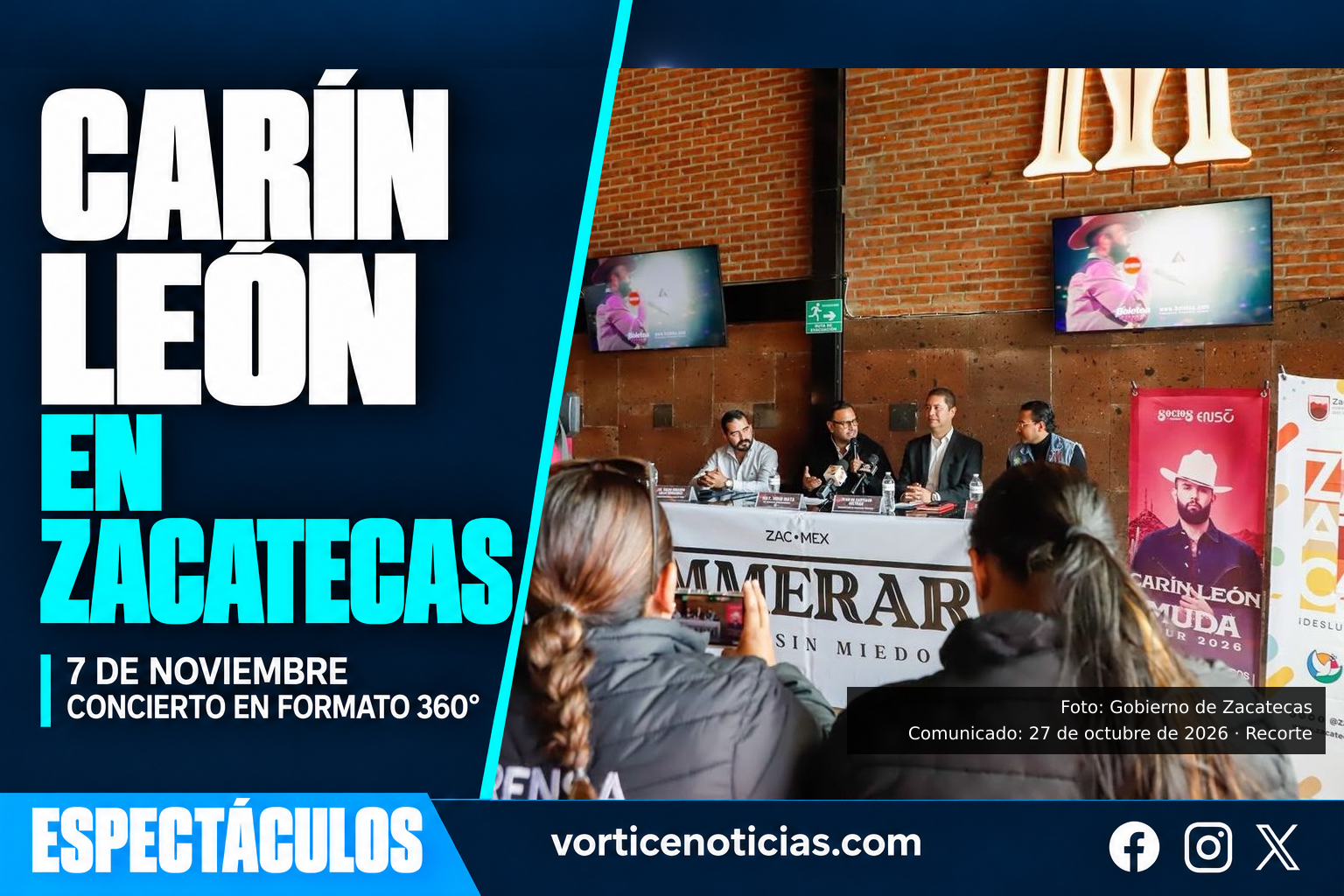 Carín León en Zacatecas, concierto anunciado para el 7 de noviembre