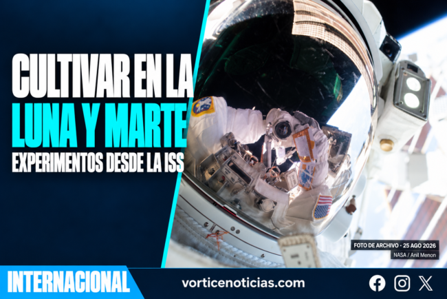 Cultivar en la Luna y Marte: experimentos desde la ISS. Fotografía de archivo NASA / Anil Menon, 25 de agosto de 2026.