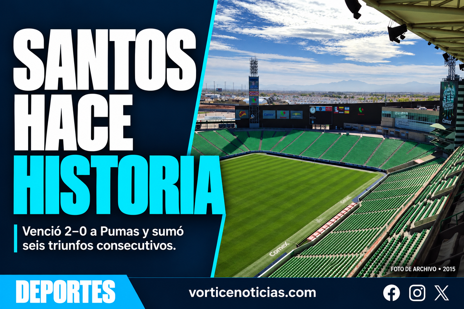Santos hace historia: seis triunfos consecutivos; foto de archivo del Estadio Corona de 2015