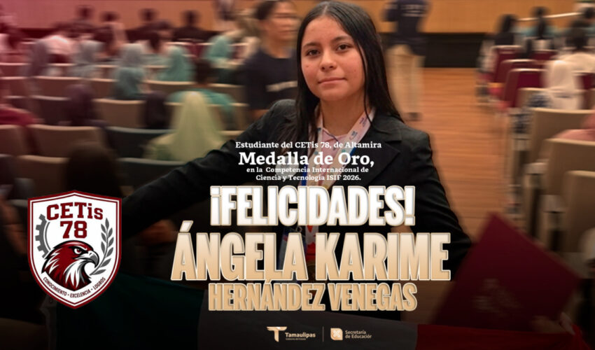 Imagen oficial de reconocimiento a Ángela Karime del CETis 78