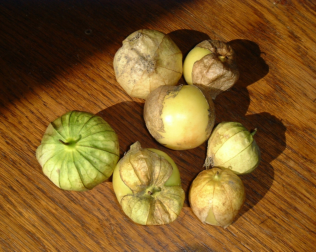 Fotografía ilustrativa de tomatillos sobre una mesa; imagen de archivo