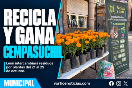 Portada Vórtice: canje de reciclables por cempasúchil en León.