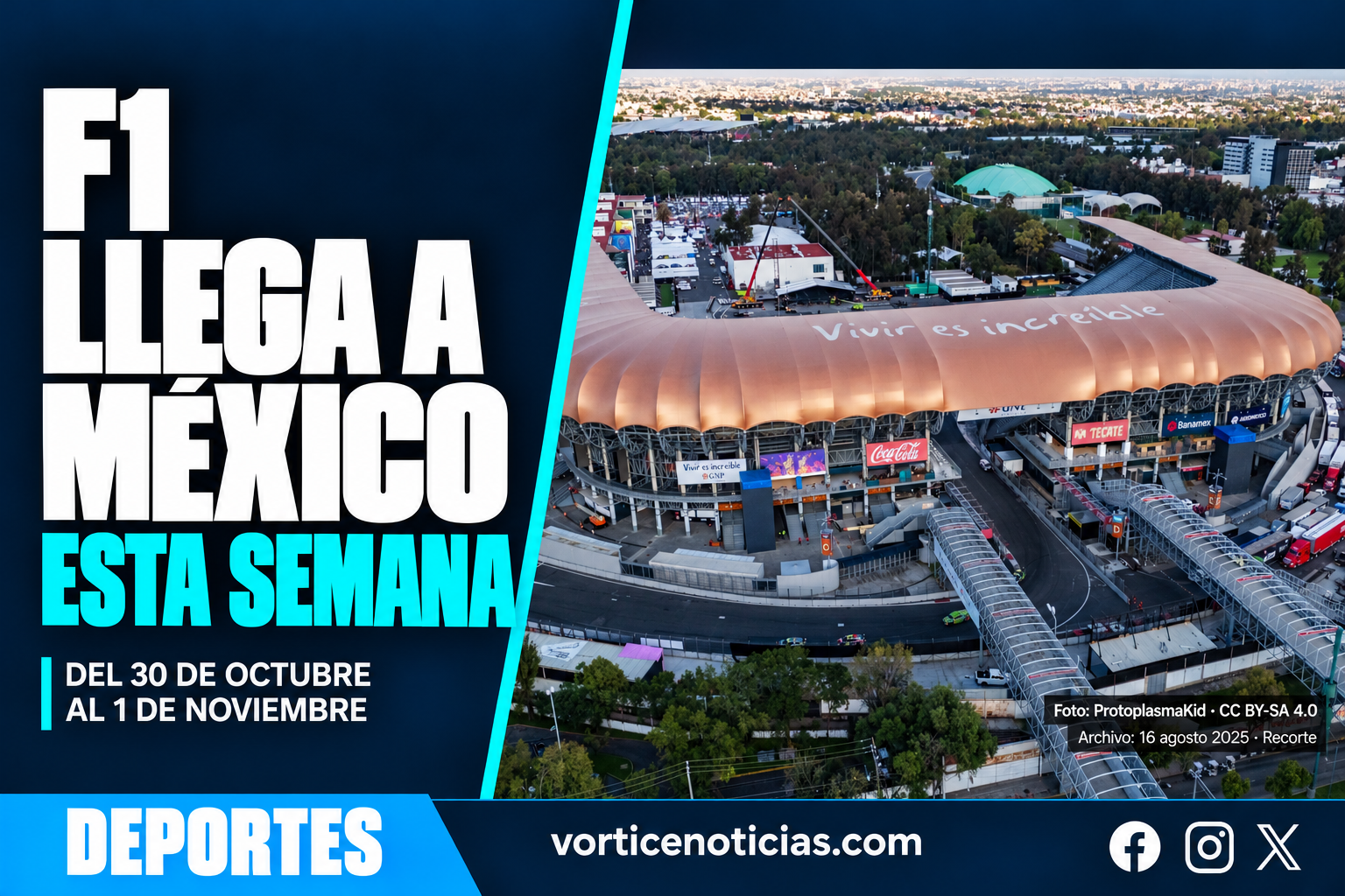 F1 llega a México esta semana, del 30 de octubre al 1 de noviembre. Fotografía de archivo: ProtoplasmaKid, 16 agosto 2025, CC BY-SA 4.0, recorte.