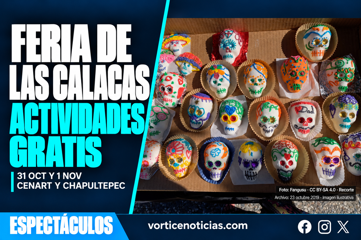 Feria de las Calacas, actividades gratis. Foto ilustrativa de archivo 2019: Fangusu, CC BY-SA 4.0, recorte.