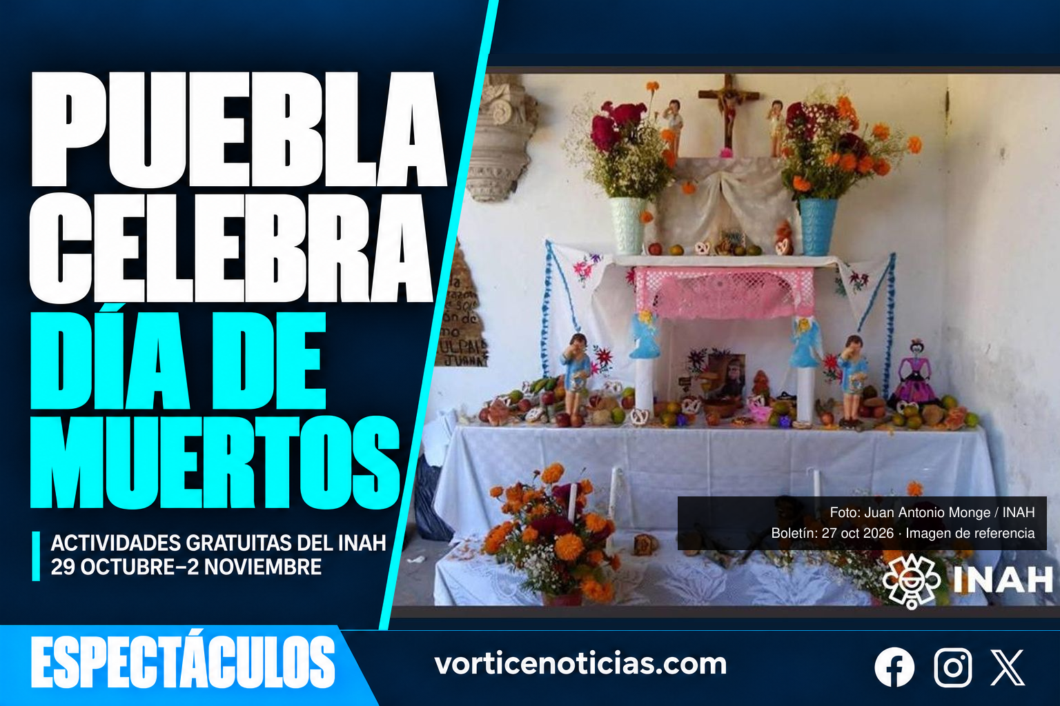 Actividades gratuitas del INAH por Día de Muertos en Puebla