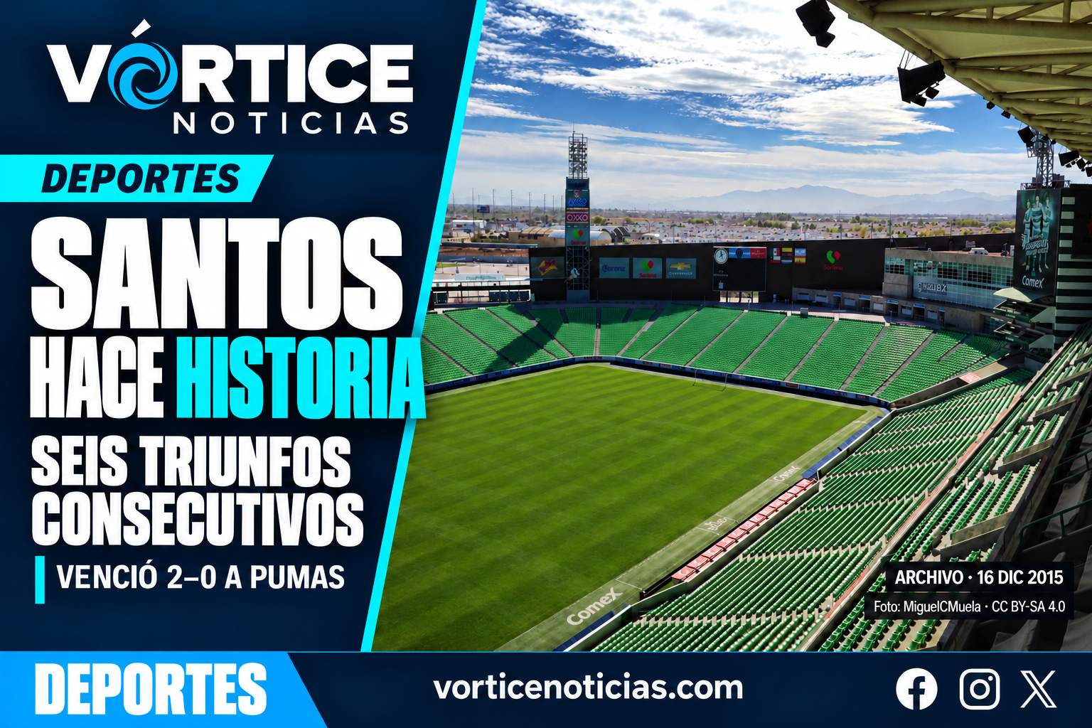 Santos hace historia: seis triunfos consecutivos; foto de archivo del Estadio Corona de 2015