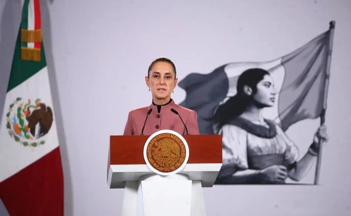 Claudia Sheinbaum durante su conferencia, fotografía de referencia