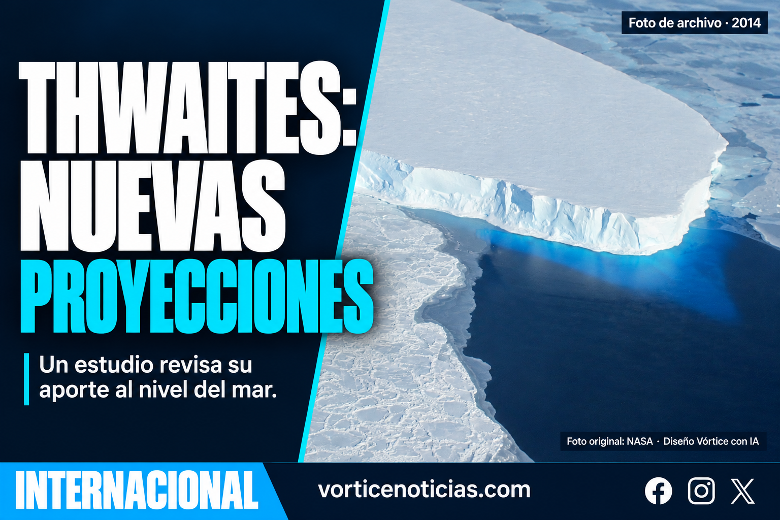 Thwaites: nuevas proyecciones. Foto de archivo del glaciar de 2014.