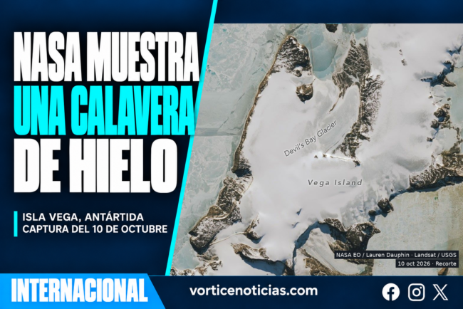 Isla Vega con apariencia de calavera en una imagen de Landsat del 10 de octubre de 2026