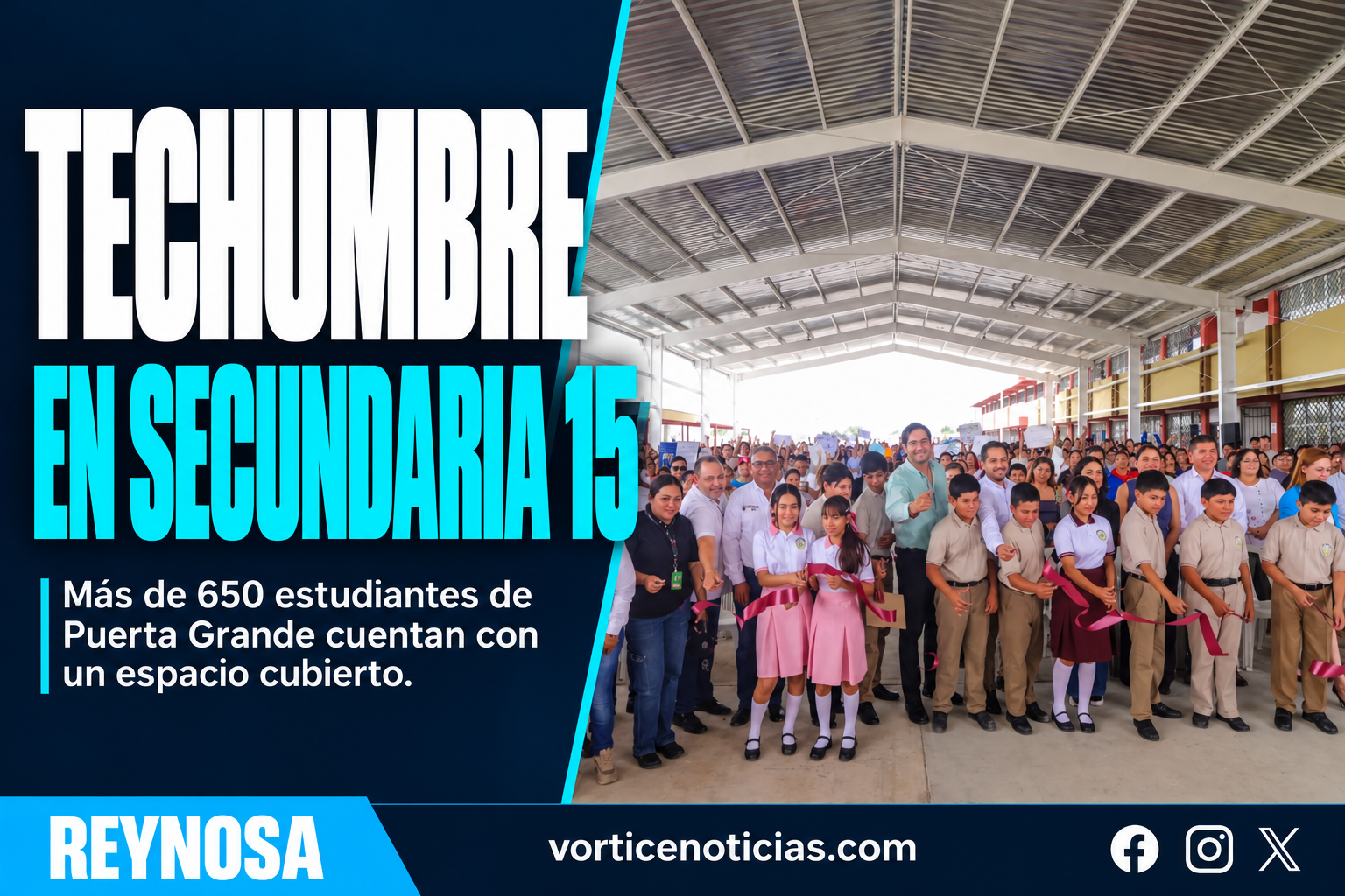 CARLOS PEÑA ORTIZ ENTREGA TECHUMBRE A LA SECUNDARIA 15 DE PUERTA GRANDE